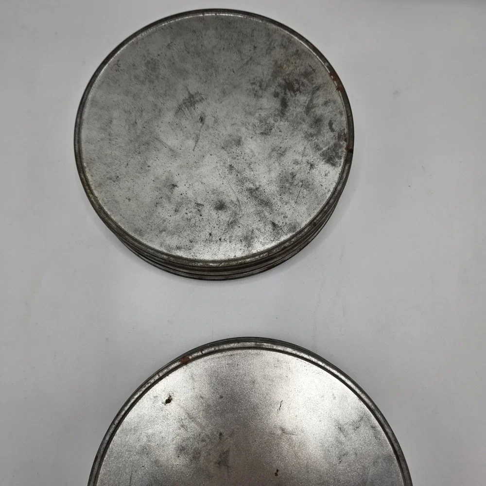 Eastman Film Reel Canister‎ Lot 2 Vintage Metal 7in Silver Movie Prop Industrial